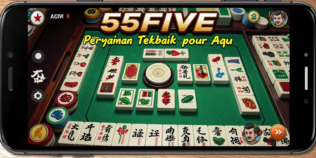 Screenshot gameplay 55FIVE yang menampilkan suasana permainan Mahjong yang menarik.
