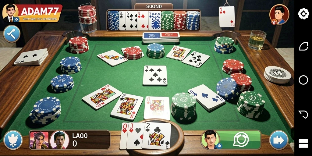Screenshot gameplay ADAM77 yang menampilkan keseruan bermain Gaple.