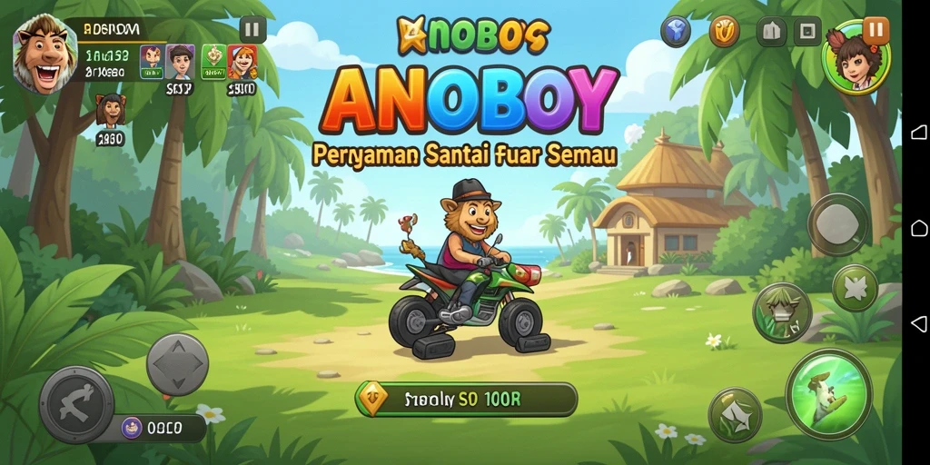Tampilan gameplay ANOBOY yang ceria dan menghibur.