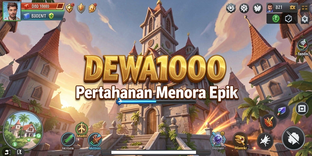 Tampilan gameplay seru DEWA1000 dalam genre Tower Defense.