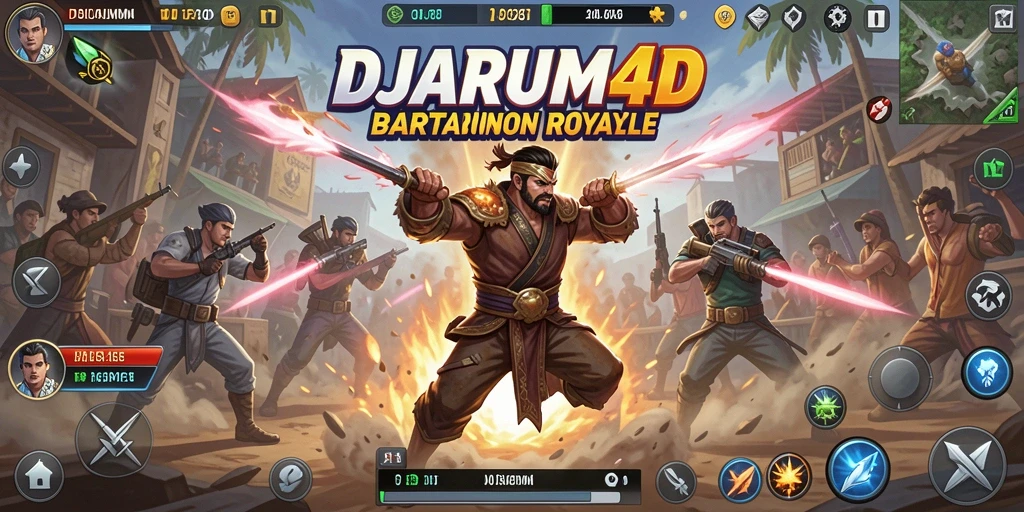 Tangkapan layar gameplay DJARUM4D yang mendebarkan di arena Battle Royale.