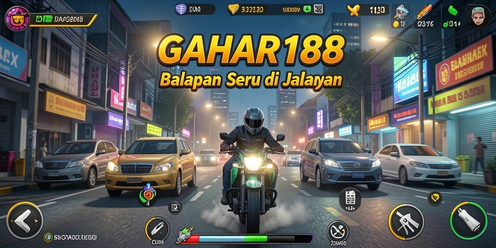 Tampilan gameplay GAHAR188 yang mendebarkan dan penuh aksi balapan.