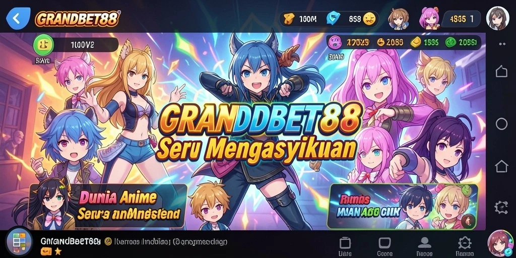 Tampilan gameplay menarik dalam GRANDBET88 dengan karakter anime.