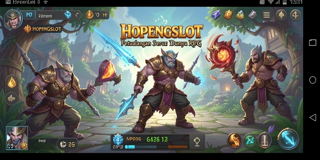 Tampilan gameplay HOPENGSLOT yang penuh aksi dan strategi RPG.