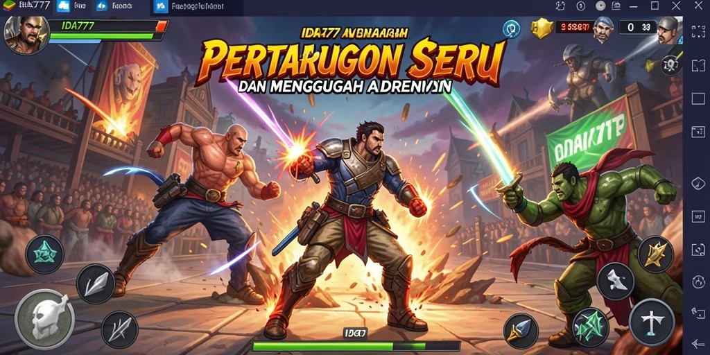 Tampilan gameplay <strong>IDA777</strong> saat bertarung dengan karakter unik.