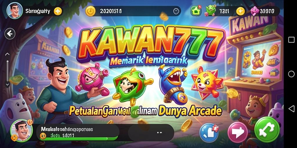 Tangkapan layar utama KAWAN777 menampilkan aksi seru dalam gameplay Arcade.