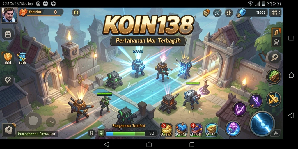 Tangkapan layar KOIN138 yang menunjukkan pertahanan menara saat melawan musuh.