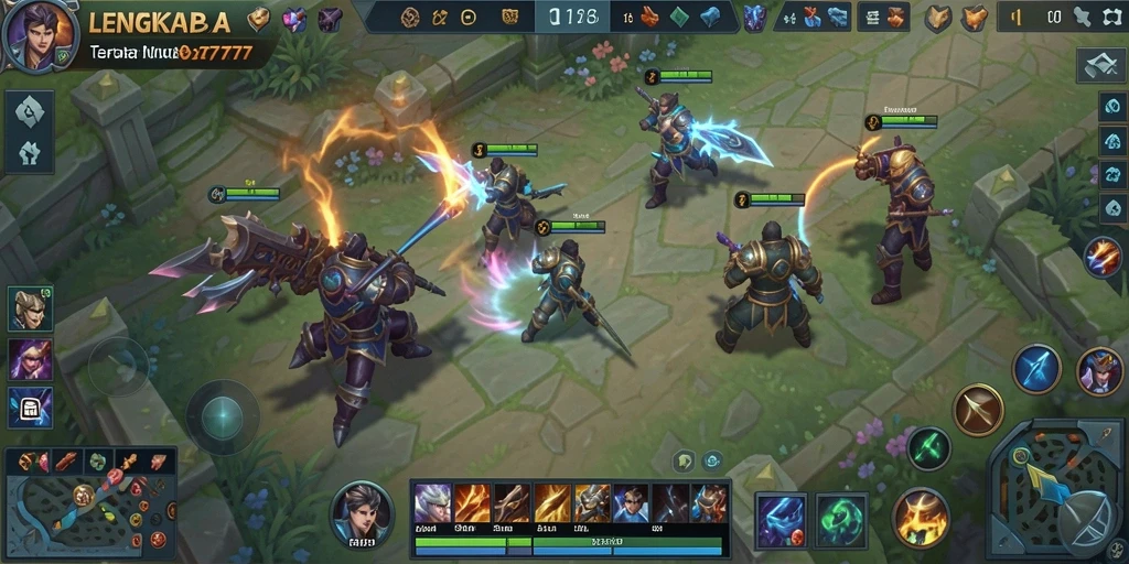 Tampilan gameplay seru LENGKAP777 dalam pertarungan MOBA.