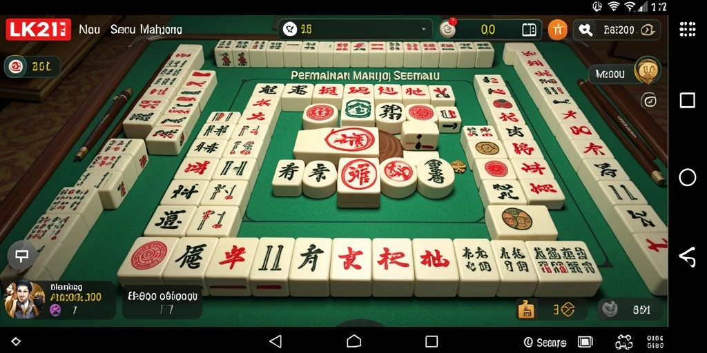 Tampilan gameplay LK21 yang menarik dengan ubin Mahjong berwarna-warni.