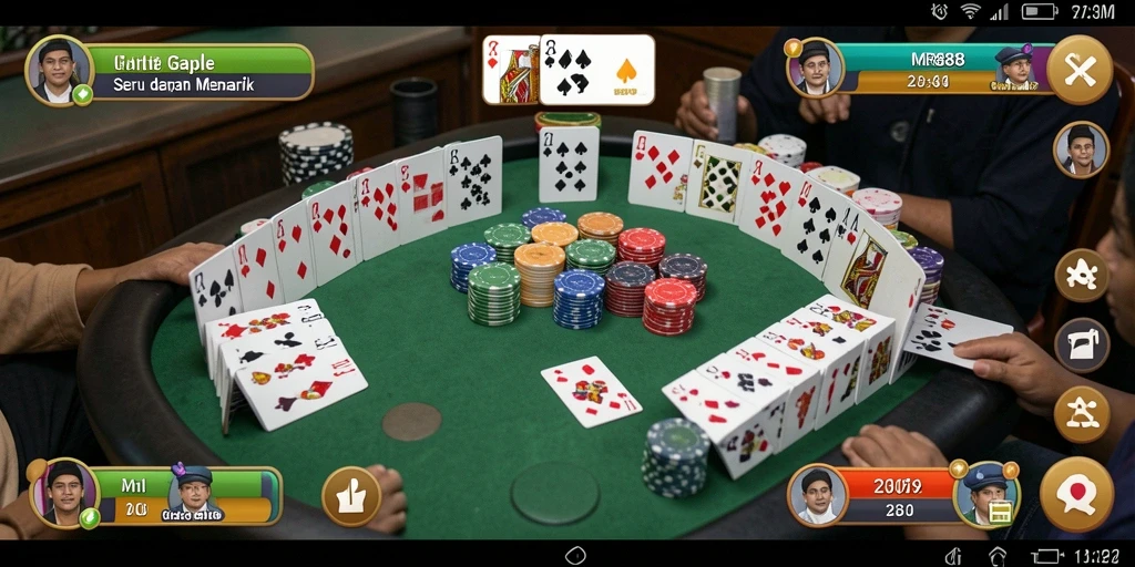 Tampilan gameplay MR888 yang menampilkan suasana permainan Gaple yang seru.