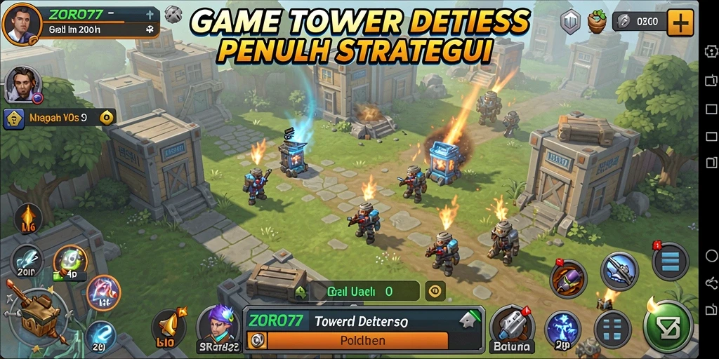 Gameplay mendebarkan menara pertahanan ZORO77 dengan grafis menarik.